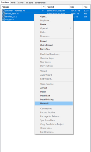 Désinstallation des mods dans Wrye