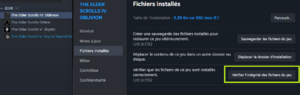 Vérification du cache dans Steam
